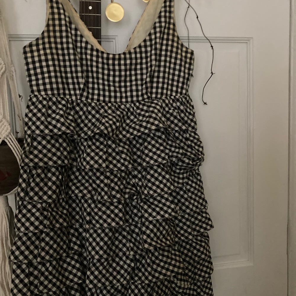 Vintage Betsey Johnson ruffle checkered shift sz 2